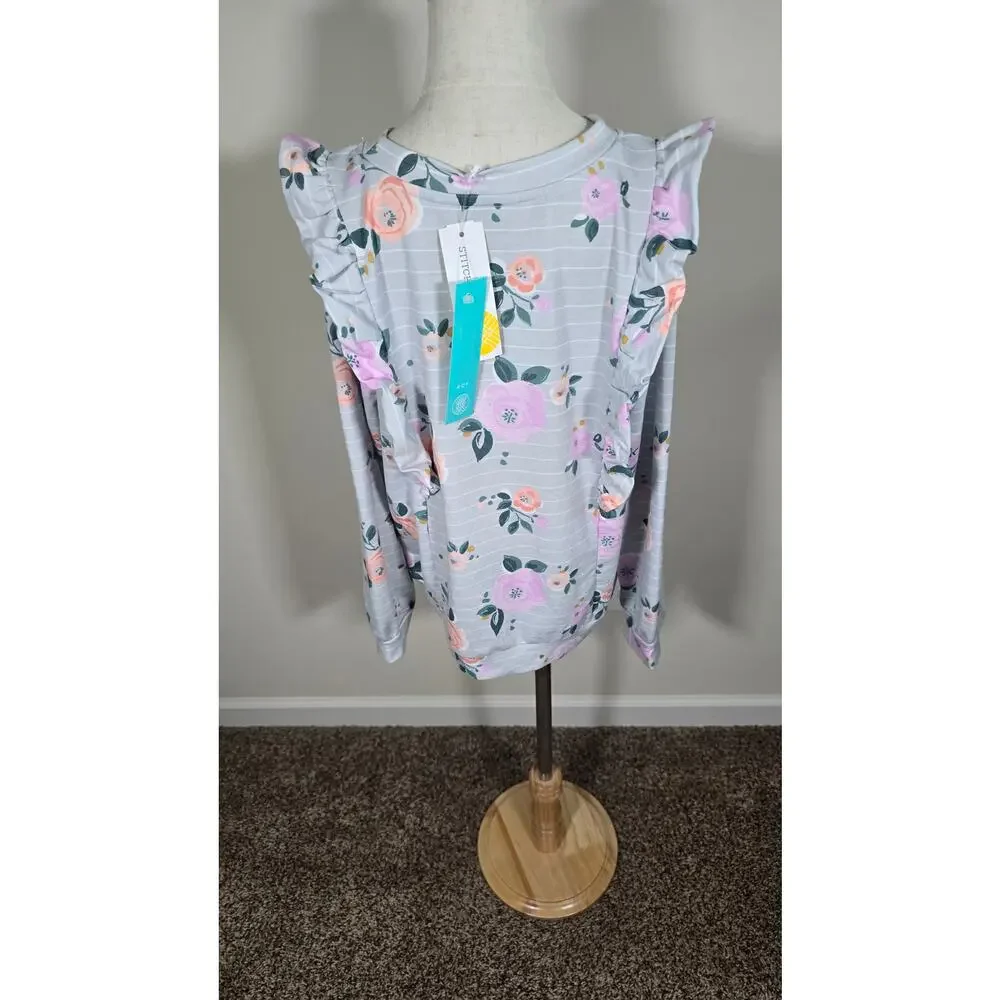 Bailey Lane Floral French Terry Pull Over and Skirt Set Size M 8 - 10